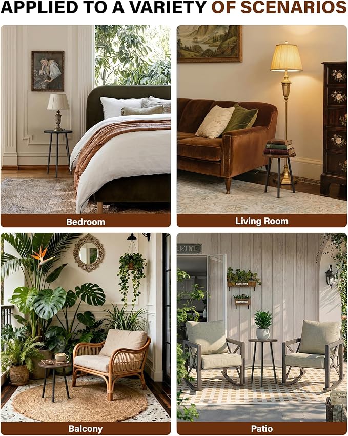 Plant Stand Indoor Tall: Corner Wood Plant Stand 2 Pack Mid Century Modern Decor - Small Round Plant Table for Indoor Plants - Outdoor Plant Holder for Patio Living Room Bathroom Office (Black Marble)