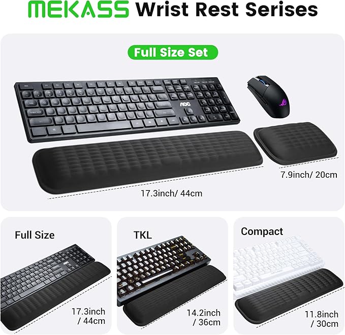 MEKASS Keyboard Wrist Rest, Soft Memory Foam Wrist Support for Keyboard, Keyboard Hand Rest Pad for Wrist Pain Relief, Keyboard Wrist Guard for Long Hours of Work, Gaming, Studying（Gray）