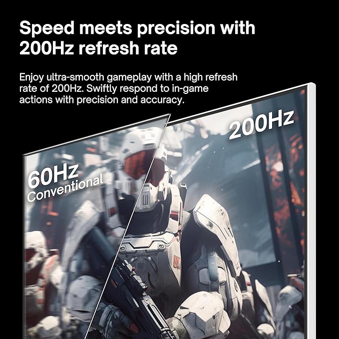 Pixio PX248 Wave White 24 inch 200Hz Refresh Rate FHD 1080p Resolution Fast IPS Panel 1ms GTG Response Time Built-in Speakers Gaming Monitor with Adaptive Sync