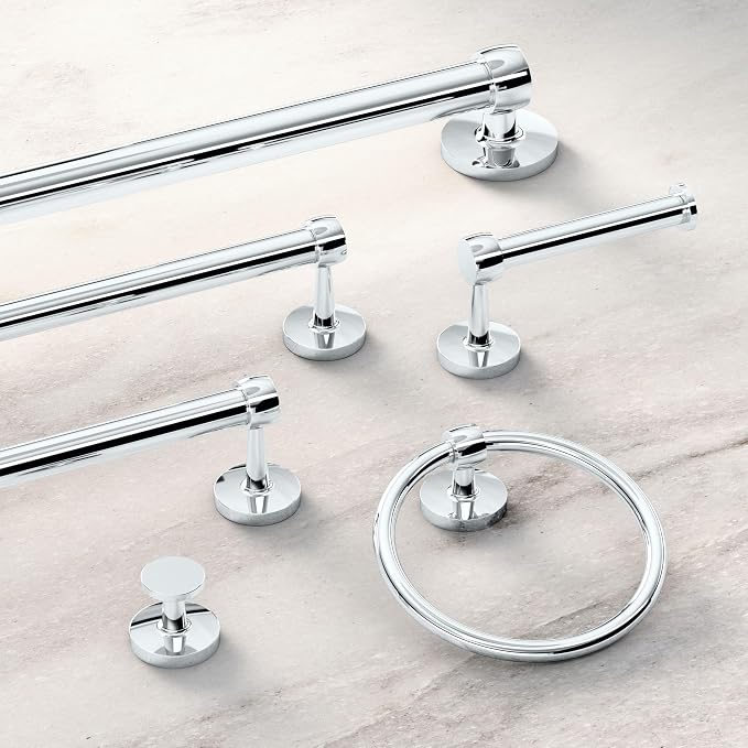 Gatco 5210SN Gibson Towel Bar, Satin Nickel Wall Mounted Bathroom Towel Holder Rack, Modern Bath Hardware Accessory