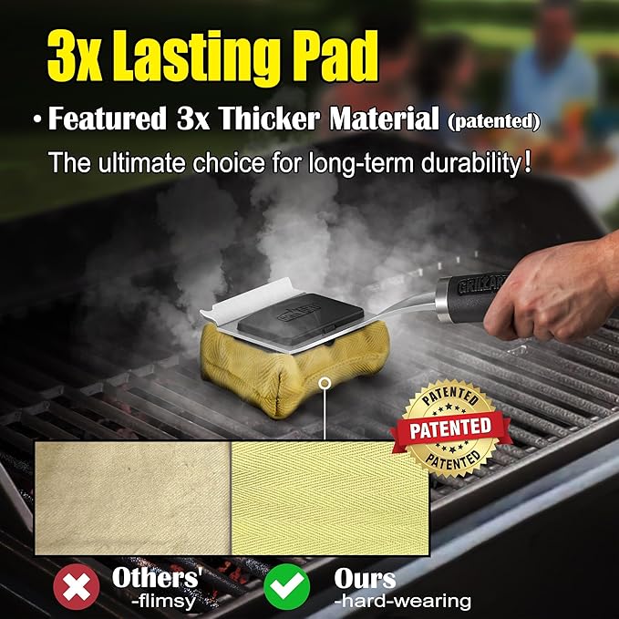 GRILLART Grill Brush for Outdoor Grill Bristle Free - Reinforced Grill Cleaner Scraper BBQ Brush - Replaceable Head Barbecue Grill Cleaning Brush - Safe BBQ Accessories Grill Tools - Gifts for Men/Dad