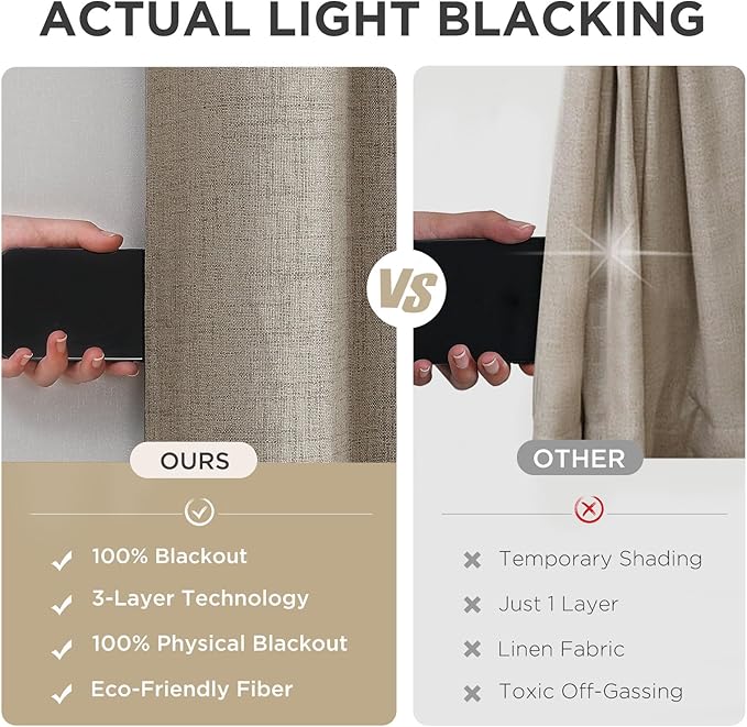 Joydeco Linen Blackout Room Divider Curtains, Extra Wide Sliding Door Drapes Living Room Curtains, 1 Panel 100W x 84L Inch Patio Door Drapes for Room Privacy
