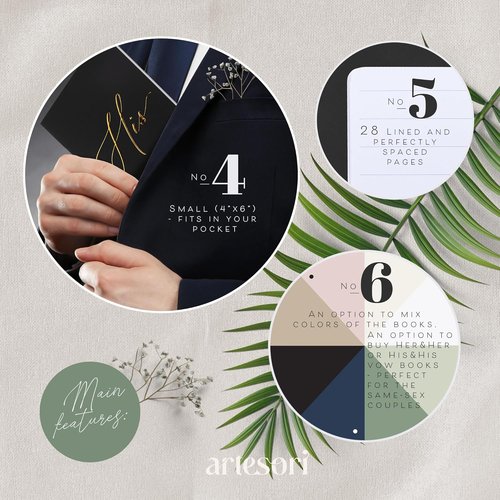ARTESORI Wedding Vow Book - Soft Touch with Gold Foil Engraving & 28 Lined Pages | Elegant Bride Gift [White]