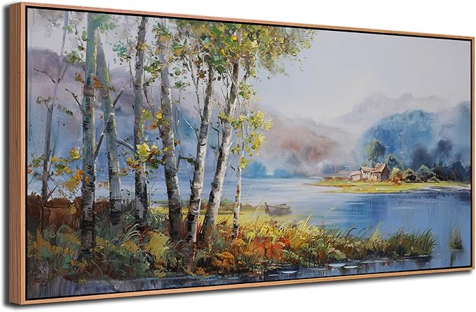 Arjun Framed Forest Picture for Living Room, Wall Art for Bedroom Nature Painting Wall Decor, Office Artwork Home Dining Room Large 40"x20"