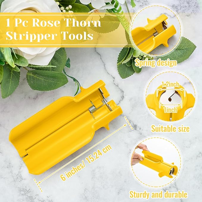 Lasnten 1 Piece Rose Thorn Stripper Tool Thorn Remover for Roses Leaf Stripper Tool Flower Stem Cleaner Cutter to Removal Leaf for Home Flower Shop Gardening Floral Arrangement (Yellow)