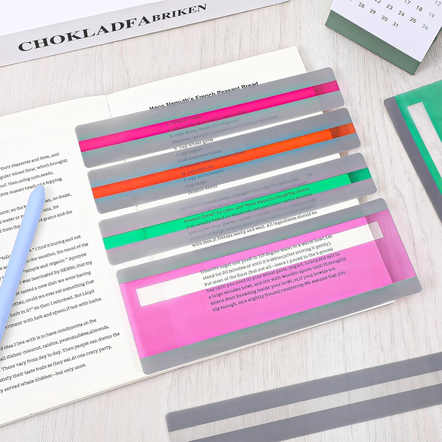Skiennix Guided Reading Strips - 16-Piece Dyslexia Reading Tools for Kids | Enhance Focus & Comprehension, Multicolor