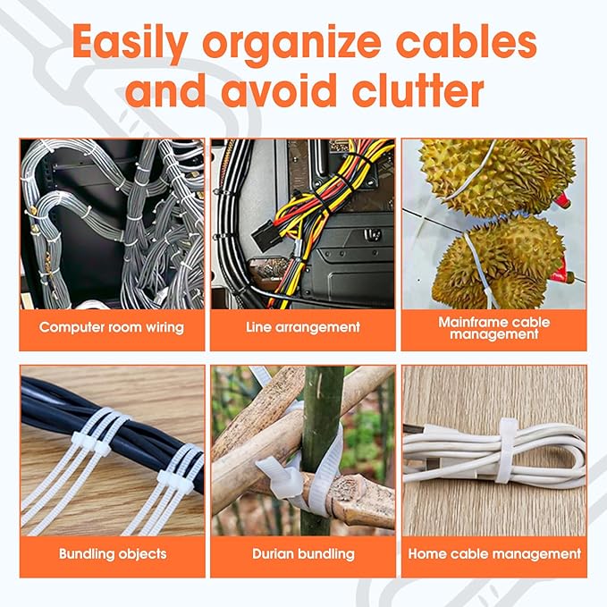 2000 PCS Zip Ties 8 Inch, Cable Ties 40lbs Tensile Strength, Black Zip Ties for Indoor and Outdoor Use, UV Resistant Wire Ties