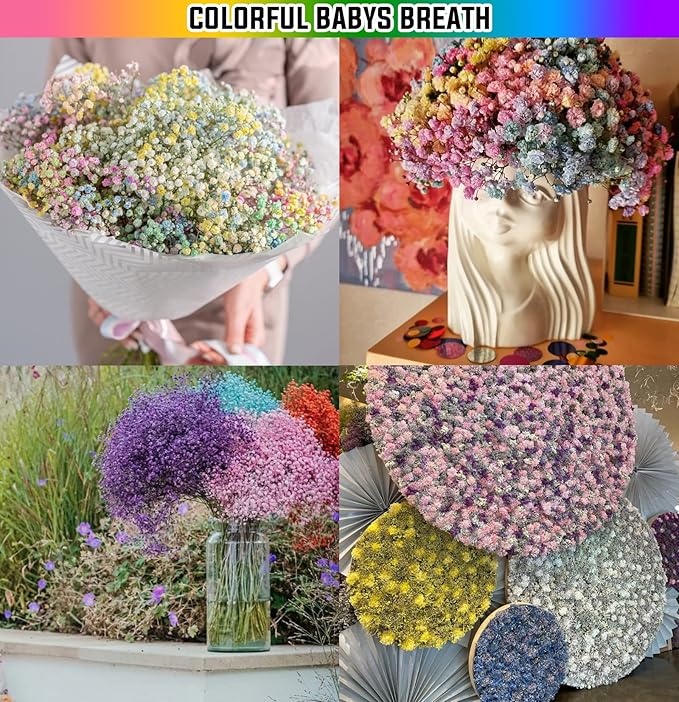 JIFTOK Babys Breath Artificial Flowers, 12 Pcs Fake Flowers Gypsophila Bouquet Fall Flowers Artificial for Decoration, Real Touch Silk Flower for Wedding Christmas DIY Party Home Garden Office (Red)