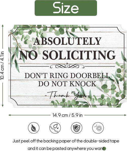 Regine Switzerland No Soliciting Sign - Elegant Self-Adhesive Door Sticker | 5.9" x 3.9" for Home & Office