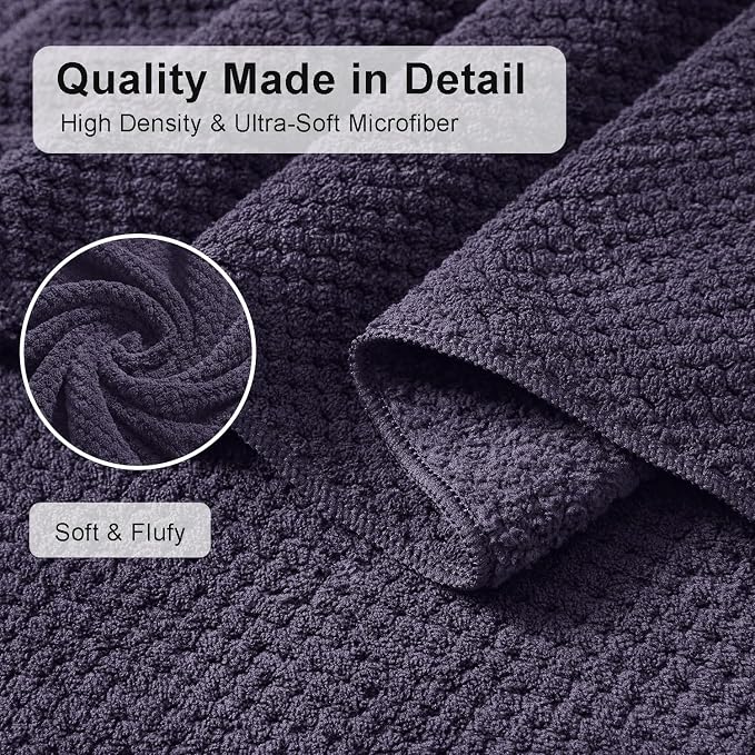 8 Piece Large Purple Family Bath Towel Set-2 Oversized Bath Towel Sheets,2 Hand Towels,4 Washcloths-600GSM Soft Highly Absorbent Quick Dry Beach Chair Towels Woven Towels for Bathroom Hotel and Spa