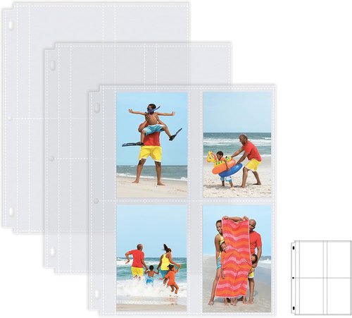 Better Office Products Photo Album Refill Sheets - Heavyweight 3.5 x 5 Inch | 25 Pack of 4-Pocket Sheets for 200 Photos