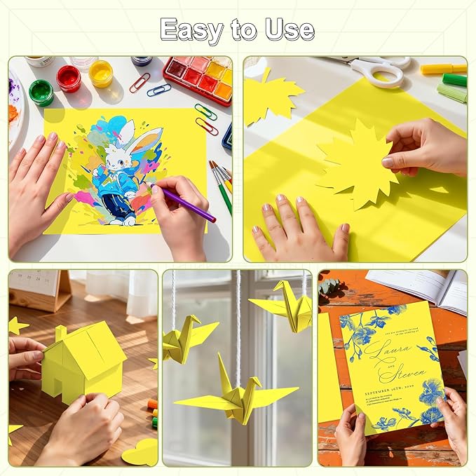 40 Sheets Cardstock 8.5x11, 65lb Lemon Yellow Card Stock, Construction Paper, 180gsm Thick Printer Paper for Printing, Painting, Card Making, Kids School Supplies,Party Decorations