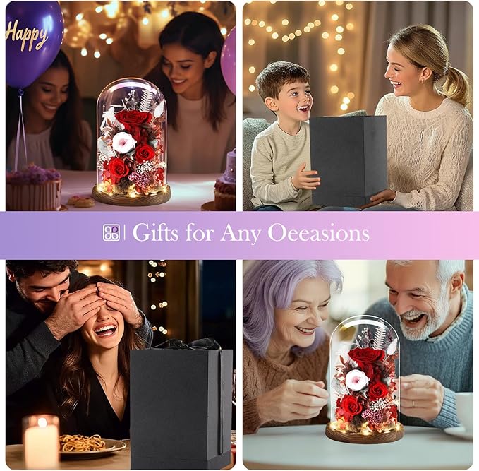 Eternal Rose Rose Red Flower Preserved Long Lasting Stable Color Natural Material Symbol of Everlasting Love for Wife Mothers Select Anniversary Rose Gift Birthday Present Christmas