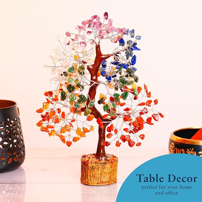 YATHABI Seven Chakra Crystal Tree for Positive Energy - Feng Shui Tree of Life Decor - Good Luck Gifts - Crystals and Stones - Spiritual Items - Housewarming Gifts for Women