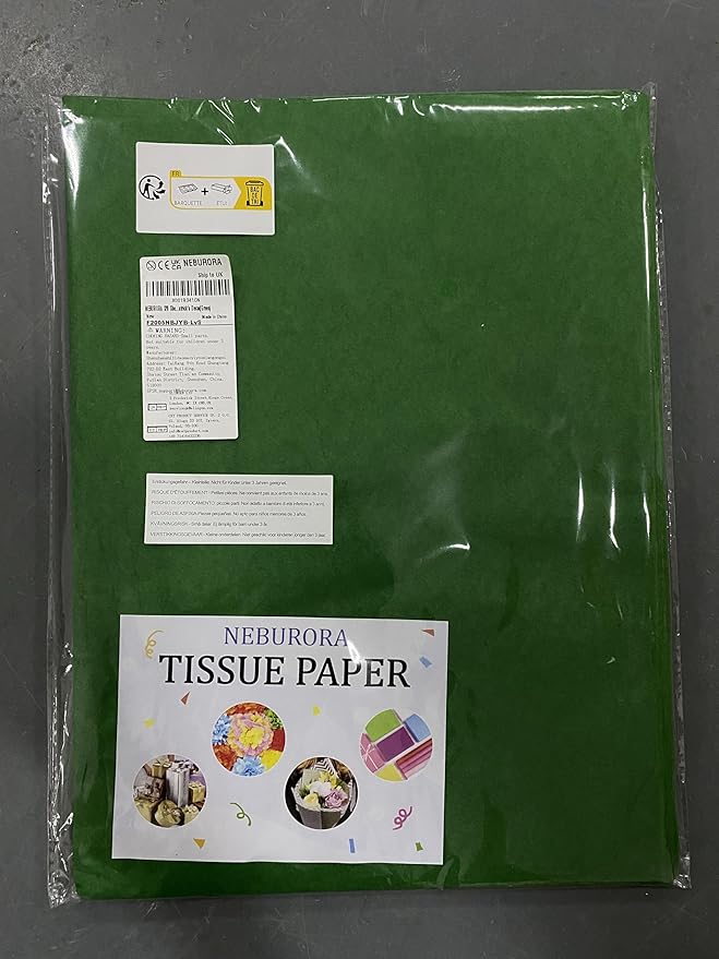 NEBURORA 120 Sheets Green Tissue Paper - 14 x 20 Inches, Christmas Wrapping Tissue Paper Bulk Wrap Paper Sheets for Gift Bags, Packaging, Floral Filler, Birthday, Wedding, St. Patrick's Decor
