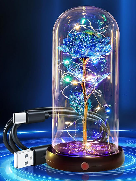 Beferr Birthday Gifts for Women Mom Rechargeable Galaxy Glass Roses Forever Preserved Flowers for Delivery Prime Smart Touch Light Up Rose in Dome Gift for Grandma Sister Wife Her Girlfriends Daughter
