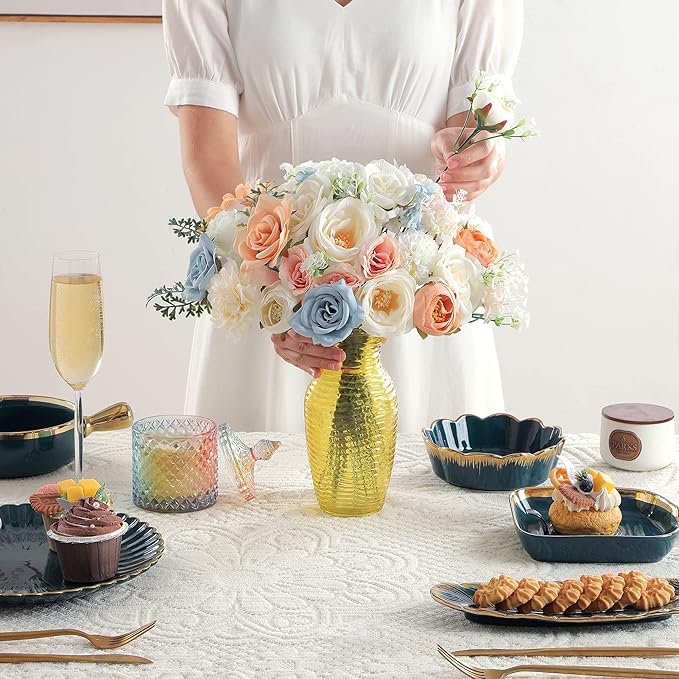 Artificial Flowers Combo, Fake Flowers for DIY Tables Centerpieces Baby Shower Bridal Shower Wedding Bouquet Arrangements Party Candle Holder Cake Decor Flower Home Decorations