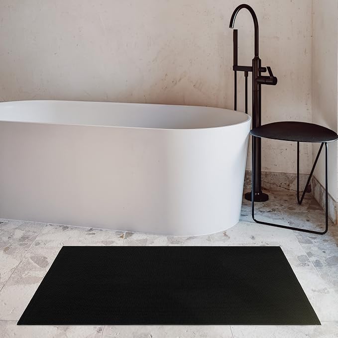 Cotton Paradise 100% Cotton Turkish Bathmat Rug, Soft Absorbent Quick Dry Non Slip, 17x24 Bathmat Rug, Coal Black