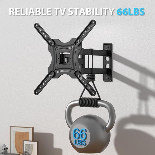 Gkyet Full Motion TV Wall Mount - Swivel & Tilt Articulating Arms for 19-55 Inch TVs | VESA 400x400mm, 66lbs Max