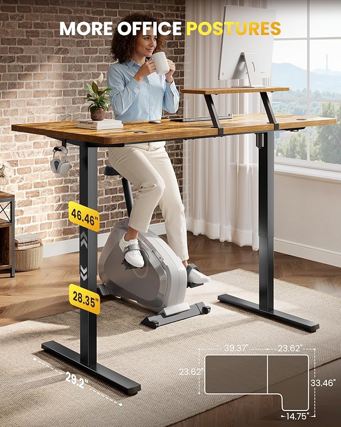 L-Shaped Standing Desk - 63 Inch Adjustable Corner Standing Desk with Flexible Monitor Stand, Electric Sit Stand Computer Table with Memory Controller for Home Office