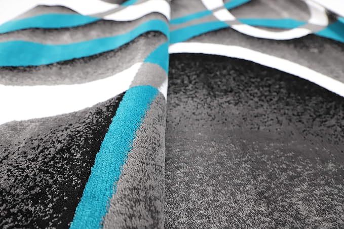 GLORY RUGS Modern Area Rug 4x6 Turquoise Swirls Carpet Bedroom Living Room Contemporary Dining Accent Sevilla Collection 4816A