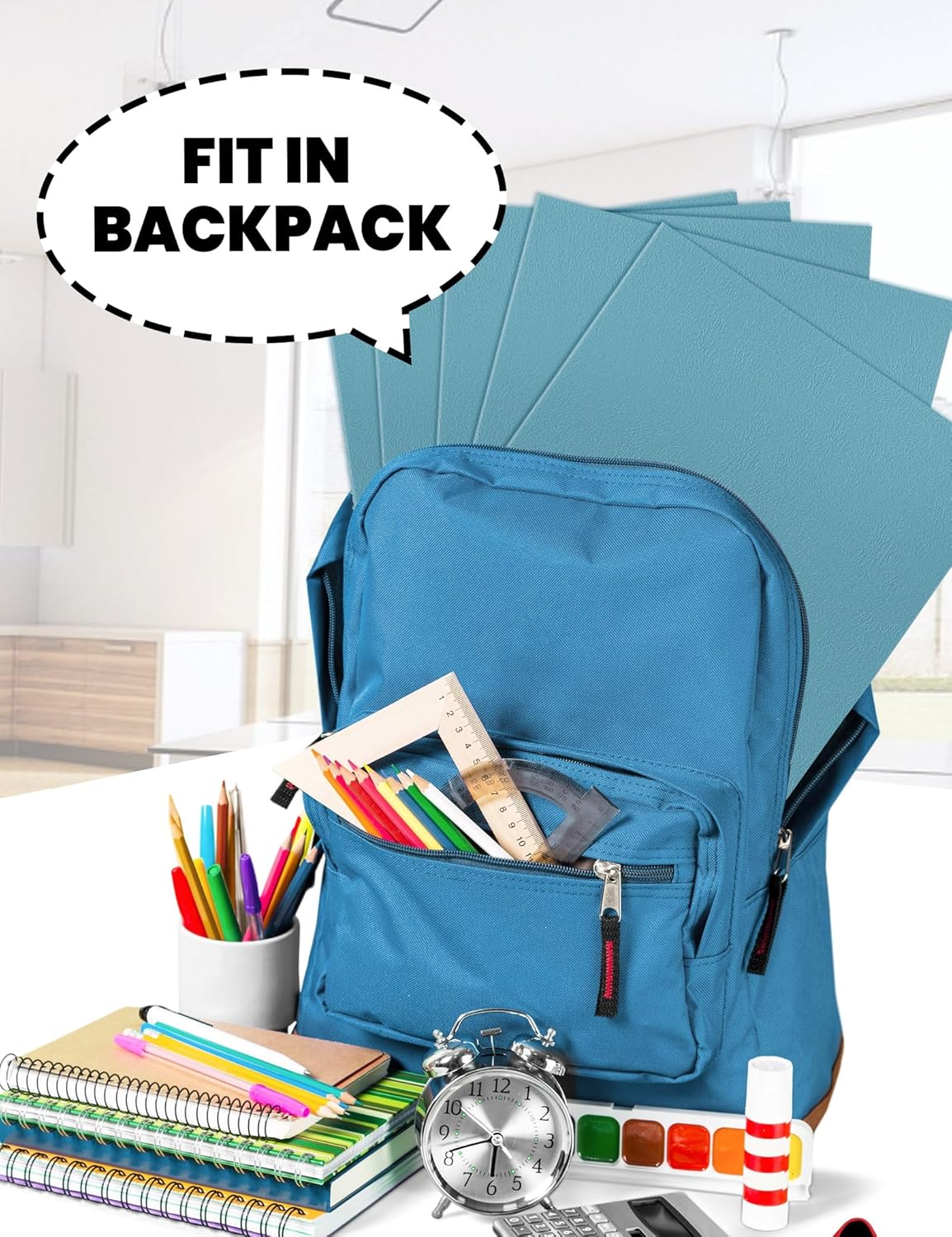 SUNEE 2 Pocket Folders - 25 Pack in Warm Blue | Letter Size Textured Paper for School & Office