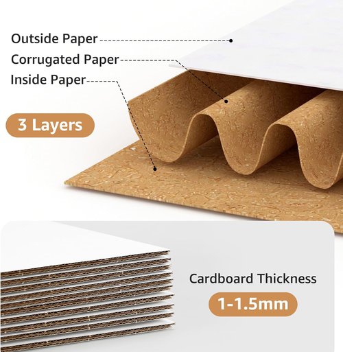 EXYGLO 15 Pack Shipping Boxes - 12x9x6 White Corrugated Cardboard for Packaging & Moving