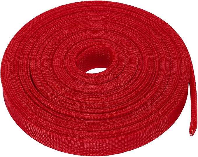 uxcell Expandable Sleeving, 1-inch 50ft Cable Sleeve, Red