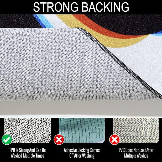 Trippy Abstract 4x6 Area Rug Ultra Thin Flatweave Funky Aesthetic Minimalist Geometry Swirl Bedroom Rug Colorful Black White, Retro Cool Washable Carpet for Kitchen Entryway Living Room Dorm
