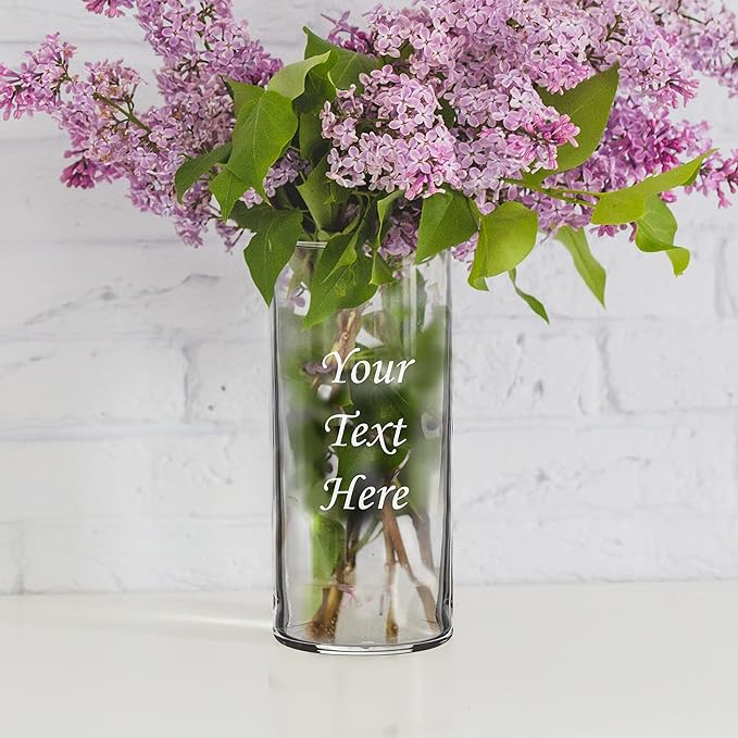 My Personal Memories Custom Etched Glass Flower Vase - Personalized with Your Text for Weddings, Valentine's, Mother's Day, Couples, Anniversaries, Birthdays, Gifts (Any Text Style)