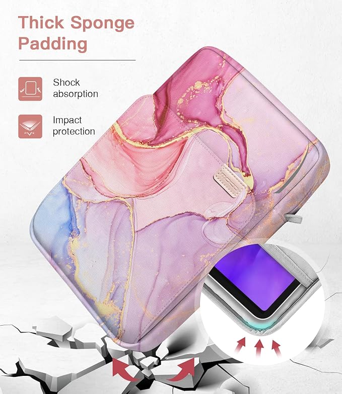 MoKo 9-11 Inch Tablet Sleeve Bag Handle Carrying Case with Shoulder Strap Fits 11inch iPadAir M3, iPad A16 2025, Pro 11", iPad 10/9/8/7th Gen, Tab S8/S9 11", Cloudy Pink