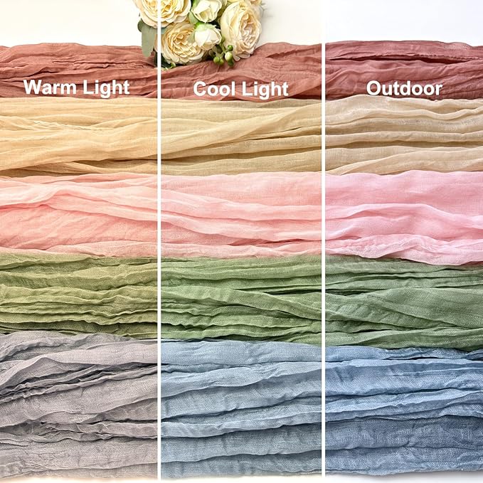 Booque Valley Dusty Blue Cheesecloth Table Runner 10ft Super Soft Boho Wrinkled Gauze Sheer Cloth for Baby Shower Baptism Birthday Party Wedding Centerpiece Table Decoration, 35x120 Inch