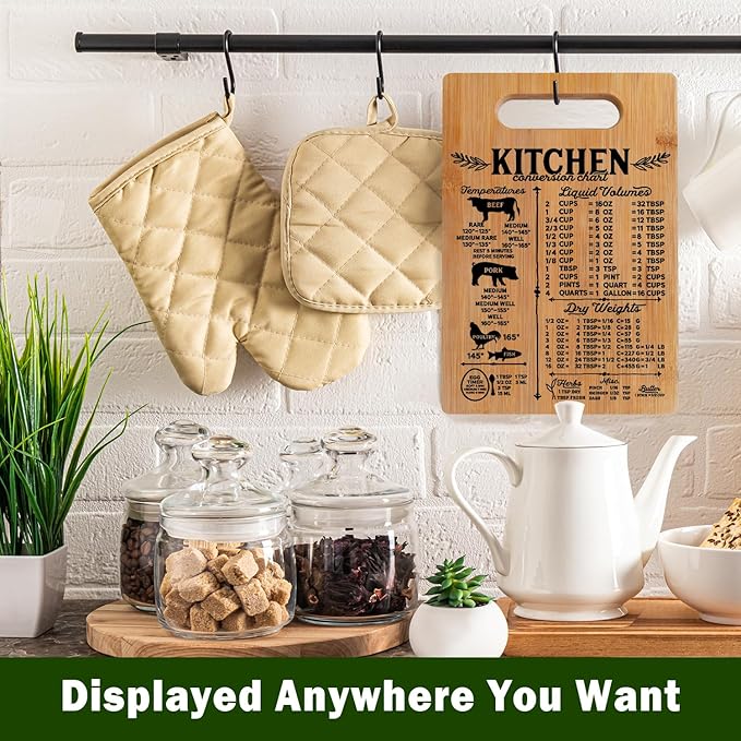 Lacama Kitchen Conversion Chart Gifts for Women Cutting Board, Kitchen Gifts for Women，Decorative Bamboo Cutting Board Christmas Birthday Mother's Day Gift