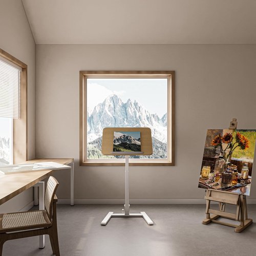 Alawooder 25-Inch Mobile Folding Desk - Pneumatic Sit-Stand Height Adjustable 29-42” for Home Office & Study