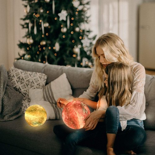 Moon Lamp - 3D Printing Galaxy Night Light with 16 Colors, Remote Control & USB Rechargeable | 4.8 Inch Home Decor Gift