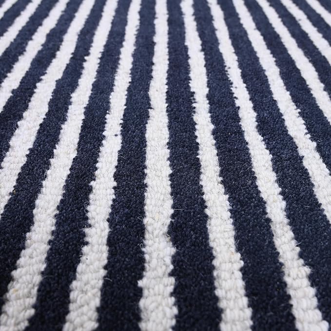 Modern Handmade Wool Area Rug, Abstract Curved Line Geometric Carpet for Living Room Bedroom, Contemporary Tufted Indoor Rug with Soft Pile and Cotton Backing (Ink, 8' x 10')