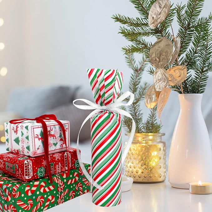 BCUEIDO 160 Sheets Christmas Tissue Paper Assorted Christmas Tissue Paper for Gift Wrapping, Christmas Gift Boxes and Wine Bottles