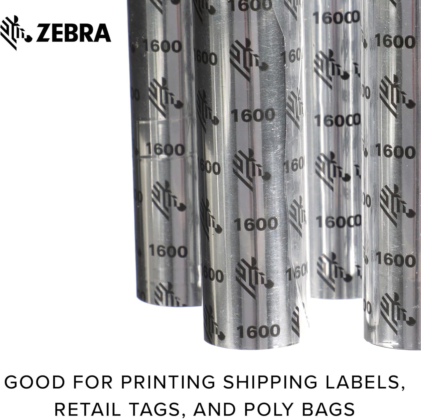 Zebra Black Wax Ribbon - Thermal Transfer Printer Compatible - 4.33" Width, 242 ft Length, 0.5" Core | Pack of 6 Rolls