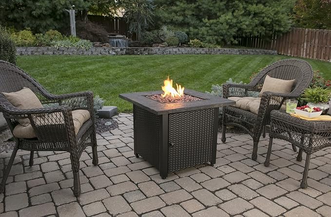 Endless Summer 30" Gas Outdoor Fire Pit Table with Resin Mantel