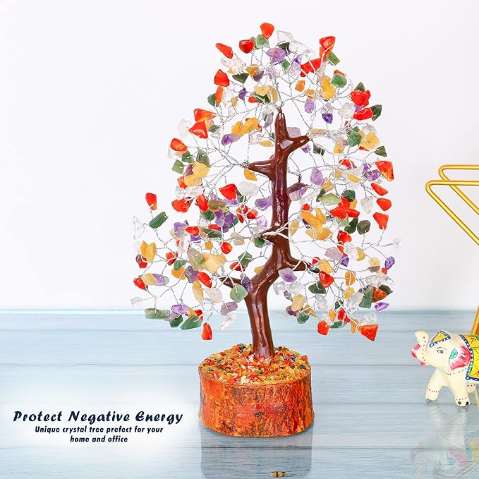 Chakra Tree - Crystal Tree - Feng Shui Tree - Crystal Tree for Positive Energy - Money Crystal Stone - Bonsai Tree - Chakra Tree of Life Decor - Tree of Life Sculptures Tabletop - Good Luck Gifts
