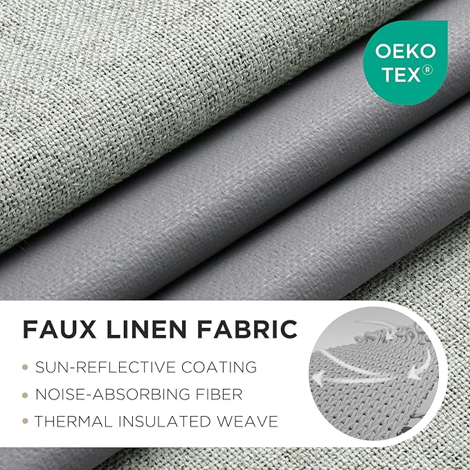 Joydeco Blackout Curtains 84 Inches Long 2 Panels Burg, Room Darkening Curtains for Bedroom, 100% Black Out Textured Thermal Drapes Privacy Protection 2 Panels Set(W52 x L84 Inch, Sage Green)