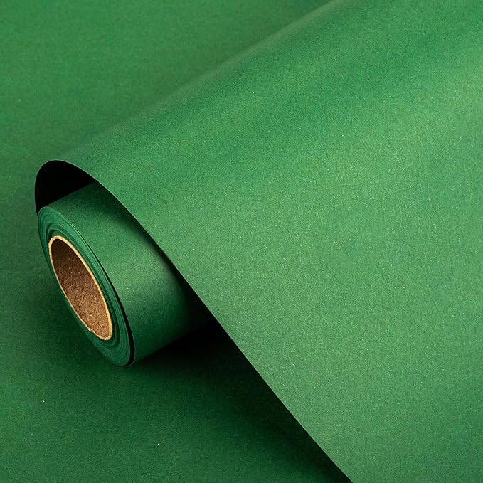 Retrify Green Kraft Packing Paper - 17 Inches x 32.8 Feet Art Craft Paper for Birthday Christmas Gift Wrapping, Bulletin Board, Table Runner, Wall Coverings Decoration