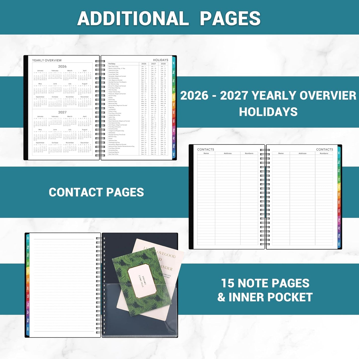 Academic Planner 2026-2027 by [Brand Name] - Weekly & Monthly Layout, 6.3” x 8.4”, Thick Paper, Back Pocket