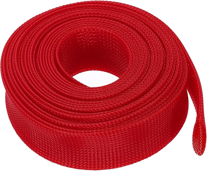 uxcell Expandable Sleeving, 1 1/2-inch 25ft Cable Sleeve, Red