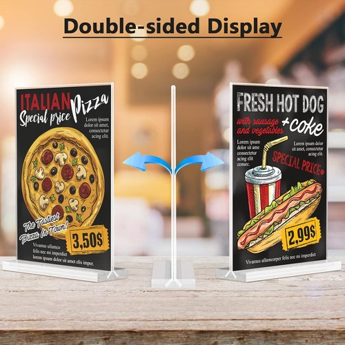 Bindle-MaxGear Acrylic Sign Holder - Double-Sided 8.5x11 Inch Display Stand | Clear Tabletop Frame for Menus & Flyers