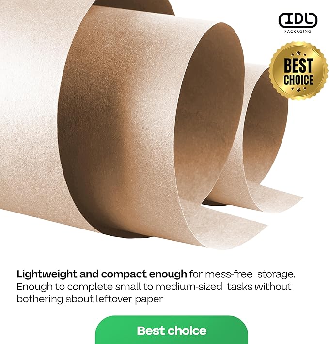 Brown Kraft Paper Roll 24" x 2160" (180 feet), Pack of 4 - USA-Made Brown Packing Paper 30lb Thickness for Moving, Shipping, Crafts/Arts - 100% Recycled Natural Wrapping Material by IDL Packaging