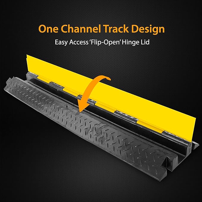 Pyle 40" Cable Wire Protector Cover Ramp Track with Interlocking System & Flip Lid for Indoor Outdoor Floor Extension Cord Safety Concealment