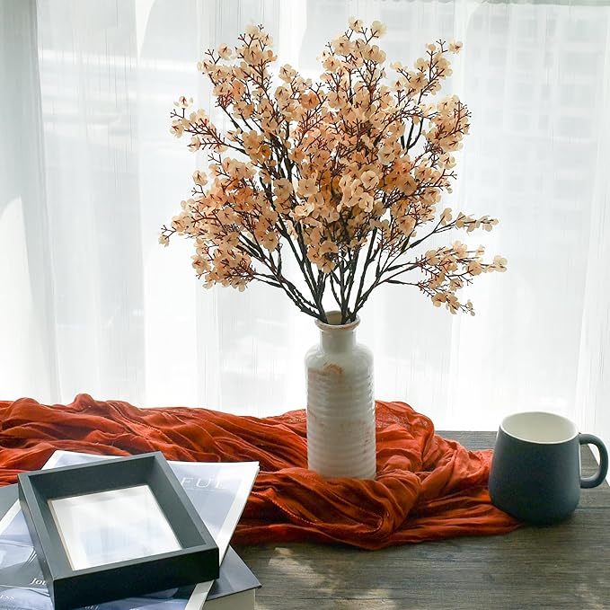 Mandy's Champagne Artificial Baby’s Breath European Flowers 6 Bundles Silk Gypsophila with Bendable Stems for Fall Thanksgiving & Christmas Centerpiece Wedding Decor and Table Arrangements