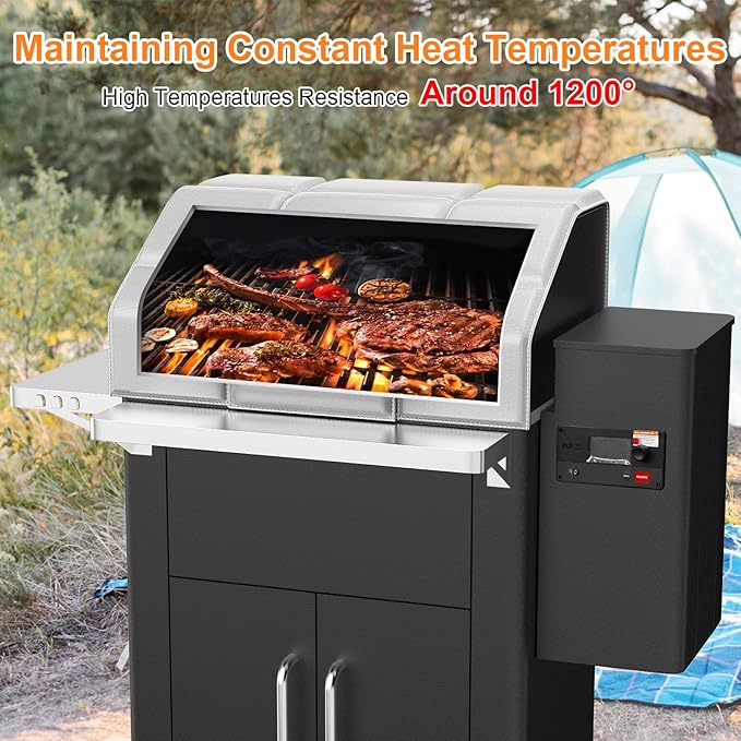 Grill Blanket for Traeger Silverton 620 Wood Pellet Grill, Thermal Insulation Blanket for Trager 620 Smoker, for Traeger TFS62GVF Smoker Insulated Blanket for Winter Cooking