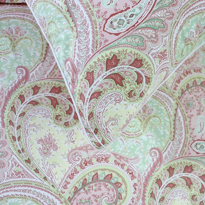 FADFAY 4 Piece Pink Paisley Bed Sheet Set Luxury Bedding Sets Designer Bedding Collections 800 Thread Count 100% Egyptian Cotton Deep Pocket-California King Size
